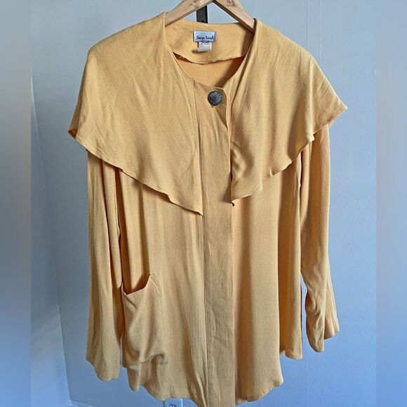 Vintage 80’s 90’s lagenlook button front drapery retro tunic top - Picture 2 of 11